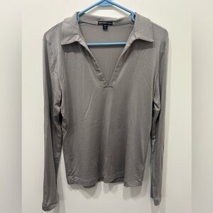 James Perse Grey Long Sleeve Size 2 Tencel Cashmere Blend Soft V Neck Women’s
